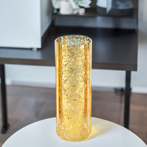 HST0412GS - Abat-jour en verre moucheté doré pour bougie hurricane, tube cheminée [sans base] - 4 x 12 - Product Image 2