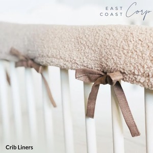 Cozy cuna Rail Cover BEIGE Material de felpa marrón claro - Product Image 1
