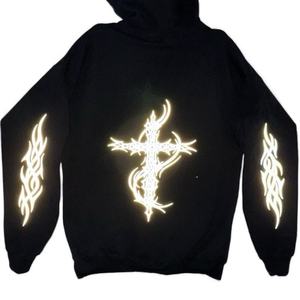 Sweat-shirt à capuche réfléchissant pour motard 100% coton, streetwear moto, sécurité pour les trajets nocturnes, pull, commande minimum 2 pièces - Product Image 2