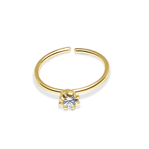 9K Solid Gold Piercing with Zirconia (Available 10K. 14K, 18K) Women and Girls Made in Spain - Product Image 2