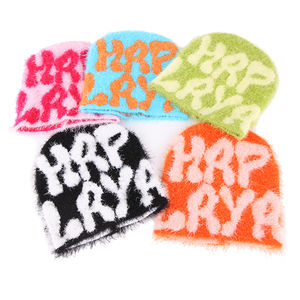 Custom Your Own Logo Beanies All Over Print Designer Unisex Acrílico de alta calidad Knit Jacquard Mohair Beanie Hats - Product Image 2