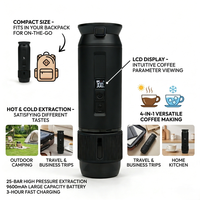 Cafetière à piles avec extraction chaude et froide, plaque chauffante en céramique MCH, pour usage professionnel, marque privée, fourniture d'usine