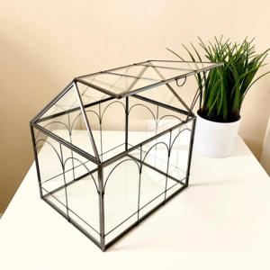 Hecho a mano moderno geométrico terrario tamaño personalizado AK artesanías Popular hogar boda decoración Metal exterior piso florero vidrio - Product Image 2