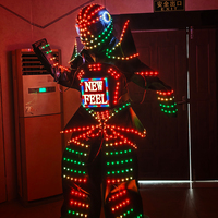 Costume de robot LED et combinaison de danse LED RGBWAUV, tenue lumineuse pour fête avec télécommande et batterie