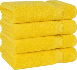 Cotton Paradise 4 Piece Turkish Bath <b>Towels</b> for Bathroom, 100% Cotton Extra Large Soft Plush <b>Towels</b> Bathroom <b>Set</b>, Yellow - Product Image 3