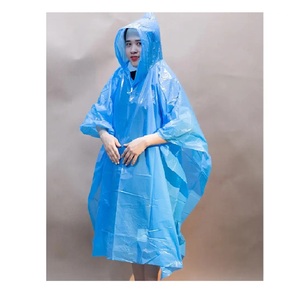Offre Spéciale imperméable vélo pluie Cape Poncho PE plastique longueur à capuche 130cm imperméables vêtements de pluie pour une personne fabriqués au Vietnam - Product Image 2