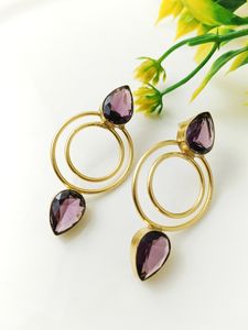 Pendientes de aro de latón modernos hechos a mano diseño de hoja de gota larga estilo tradicional para mujeres niñas para compromiso precios al por mayor - Product Image 3