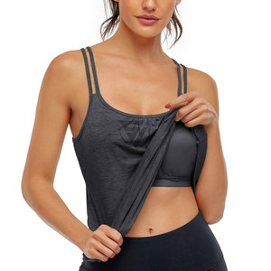 Top corto tipo camisola con tirantes ajustables, acanalado, con sujetador incorporado, sin costuras, transpirable y moldeador para mujer, venta al por mayor OEM - Product Image 2