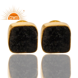 La plata esterlina más vendida 18K chapado en oro negro natural Druzy Gemstone Stud Earring Demi Fine Jewelry Fabricante - Product Image 2