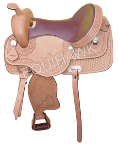 Sillín de caballo occidental de cuero personalizado de alta tendencia, herramientas manuales talladas en árbol de fibra de vidrio de madera para montar a caballo EQUIHAWK - Product Image 6