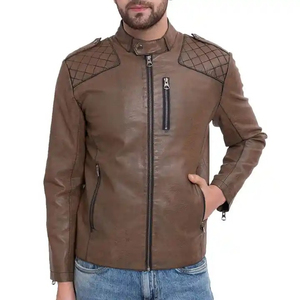 Wholesale Stylish Fashionable Leather Jacket Men High Quality Comfortable Casual Street Wear Winter Waterproof Front OEM Service - Product Image 1