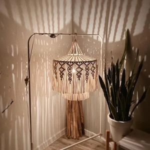 Lustre d'abat-jour en macramé tissé à la main de qualité supérieure éclairage suspendu bohème au prix de gros de l'Inde - Product Image 5