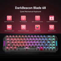 Teclado Mecánico Blade 68, Teclado Compacto para Juegos con Cable al 65%, Interruptores Lineales Silenciosos, Software de Personalización RGB AI, Resistente a Derrames