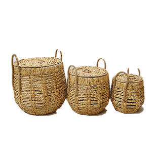 ตะกร้าผักตบชวาทรงกลมเป็นมิตรกับสิ่งแวดล้อมตะกร้าใส่ของแฮนด์เมดสำหรับห้องครัวบ้านและห้องนั่งเล่น - Product Image 2