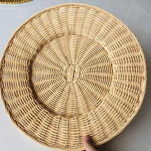 Napperon en rotin naturel tissé à la main pour mariage napperons tissés angulaires pour plaque de chargeur en osier de fête - Product Image 1
