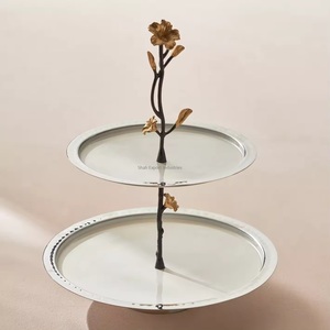 Attractive Design Silver Round Aluminum 2 <b>Tier</b> <b>Cake</b> <b>Stand</b> for Wedding & Engagement Parties <b>Cake</b> <b>Stand</b> With Ring Handle - Product Image 6