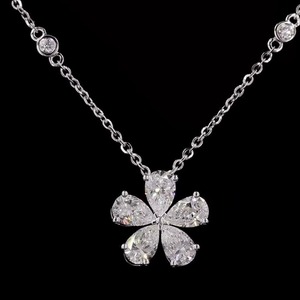 Collar de diamante cultivado en laboratorio con forma de pera de 2,02 quilates, colgante de oro blanco de 14 quilates, joyería ética ligera VVS VS Clarity para mujer - Product Image 3