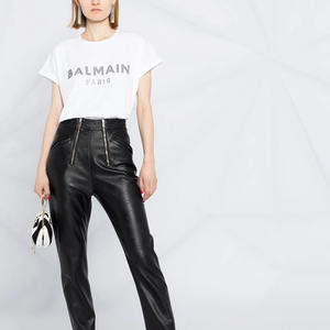 T-shirt d'été de haute qualité avec logo personnalisé pour femmes, avec impression de strass, tenue décontracté, t-shirts respirants - Product Image 3