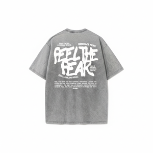 Camiseta Motivacional para Hombre con la Frase "FEEL THE FEAR", Tipografía Audaz, Estilo Urbano, Color Gris, Algodón, Logotipo Personalizado OEM - Product Image 2