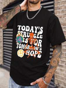 Camiseta de punto de moda para hombre con estampado personalizable Casual de gran tamaño Streetwear inspirado en Camiseta de punto de algodón - Product Image 4