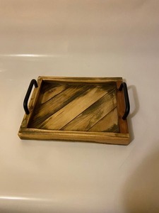 Bandeja de servir de madera de lujo con asas de metal dorado, bandeja decorativa otomana de madera oscura brillante para hotel, restaurante y hogar - Product Image 4