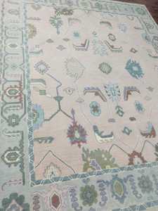 Alfombra de nudo hecha a mano anudada de lana de alta calidad Oushak nuevas alfombras bordadas modernas con patrón de forro de trabajo para sala de estar, dormitorios - Product Image 4