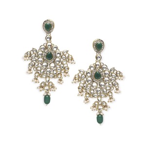 Exquisito Conjunto de Joyería Nupcial Meenakari Kundan Verde, Gargantilla, Pendientes Jhumkas, Mathapatti, Nath, Regalo Étnico Dorado para Fiesta de Compromiso - Product Image 3