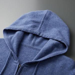 Men's 100% Cotton Sweatshirt with Thick Hood Washed Knitted <b>Cardigan</b> Jacket Casual Loose <b>Long</b> Sleeved Zipper Winter Warmth - Product Image 4