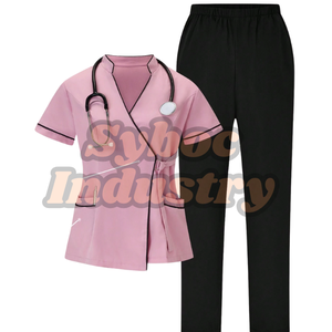 Conjunto de uniforme de enfermera de LICRA transpirable de media manga con estilo para uso hospitalario - Product Image 1