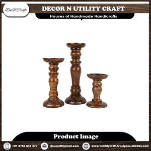 Candelabro de madera de mango natural hecho a mano Linterna de madera ecológica para decoración del hogar para eventos de Bodas de Navidad - Product Image 2