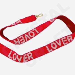 CRYSTAL CRAFT Sangle de sac à main en perles de verre en or blanc personnalisée Style indien Option de logo personnalisé - Product Image 4