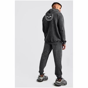 Chándal con capucha de algodón 100% de gran tamaño para hombre, ropa de invierno de estilo vintage con detalle de costura cuadrada, técnicas bordadas con cuentas - Product Image 5