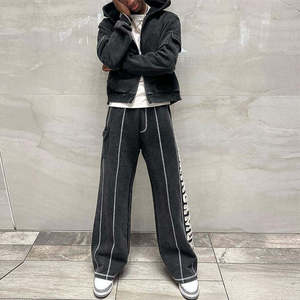 ชุดวอร์มแนวสตรีทของผู้ชายตามสั่งเย็บปะติดด้วยกรดเย็บปะติดกางเกงมีฮู้ดขนาดใหญ่พิเศษสำหรับฤดูหนาว - Product Image 2