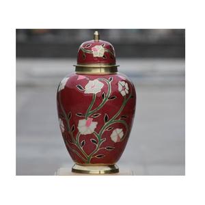Urna de cremación de latón con diseño floral impreso de flores modernas superventas de alta calidad para cenizas - Product Image 5