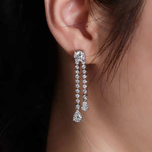 Exclusivos Pendientes Redondos con Forma de Pera, Cultivados en Laboratorio, Certificados, Color D E F, en Oro, Oro Rosa, Oro Blanco y Plata para Mujeres Elegantes - Product Image 1