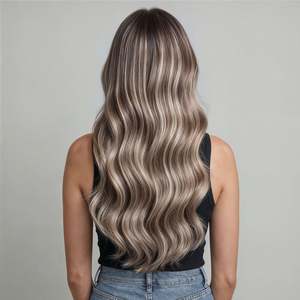 12A Remy Brazilian Clip-In <b>Hair</b> <b>Extensions</b> <b>Ash</b> Brown & Platinum <b>Blonde</b> Straight Flat Tip Soft - Product Image 5