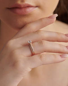 Última joyería de moda Mircoprong diamante y oro redondo solitario anillo 14K oro laboratorio crecido diamante anillo de compromiso de boda - Product Image 4