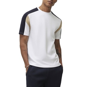 T-shirt long en coton tricoté 180 g/m² de haute qualité, motif à panneaux, coupe estivale, respirant, anti-boulochage, vierge - Product Image 1