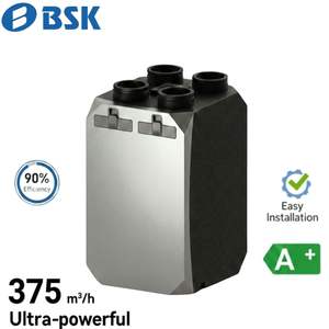 Unidad de Ventilación con Recuperación de Calor de Flujo Contrario de Alta Eficiencia, Clase Energética A+, 375m/h, Moderna, para Hoteles y Hospitales, EPP Flexible - Product Image 1