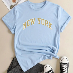 Camisetas de Mujer de Gran Tamaño, Tejidas, Casuales, 100% Algodón, Diseño Nuevo 2023, Cuello Moderno, Venta Caliente, Logotipo Personalizado - Product Image 3