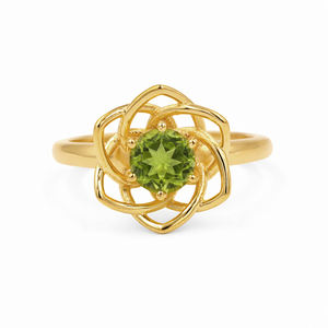 Anillo de Plata de Ley 925 con Peridoto, Diseño Floral Inspirado en Orquídeas Cymbidium, Joyería de Diseño - Product Image 3