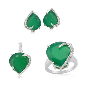 Luxury <b>set</b> <b>jewelry</b> 925 sterling silver amethyst CZ gemstone pendant earring ring <b>set</b> for <b>women</b> - Product Image 6