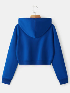 2025 nuevo diseño personalizado Logo Crop Top Sudadera con capucha mujer Casual suave algodón estampado recortado Sudadera con capucha mujer alta calidad - Product Image 2