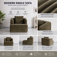 Fauteuil de salon moderne en velours côtelé, fauteuil d'appoint rembourré, canapé simple en tissu doux pour salon et chambre à coucher