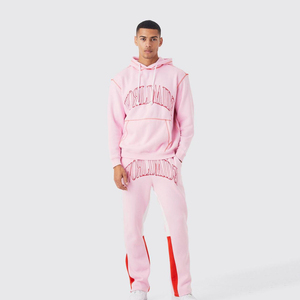 2025ชุดวอร์มผ้าฝ้ายผู้ชายแบบซ้อนกันชุด100% มีฮู้ดแบบสวมหัวพิมพ์โลโก้สกรีน - Product Image 1