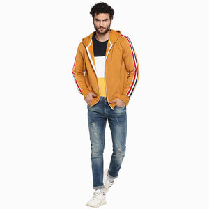 Sweat à capuche zippé vintage en détresse avec finition lavée et détails sur les bords bruts pour hommes logo personnalisé disponible en vrac - Product Image 4