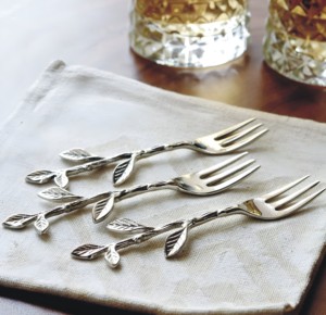 Feuille Poignée Fourchette Ensemble de 6 Couverts En Métal Nickelé Moderne Couverts Cuillères Ensemble Design Classique Dîner Couverts Ensemble - Product Image 2