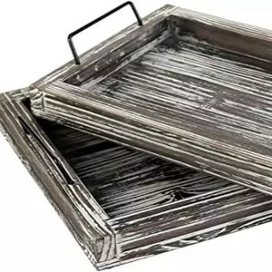 Bandeja de Servicio Rectangular de Madera, Bandeja para Café, Bandeja Decorativa Rectangular Moderna, Platos y Vajilla - Product Image 1