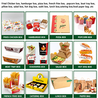 Boîtes en carton personnalisées pour emballages de restauration rapide, pliables, pour frites, poulet, hamburgers, à emporter, avec logo imprimé