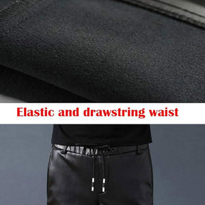 Pantalones de cuero negro Cordura informales de cintura alta ajustados profesionales más vendidos de fábrica de patrón recto de lona transpirable - Product Image 6